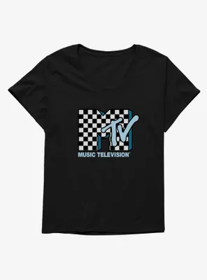 MTV Checkerboard Logo Womens T-Shirt Plus