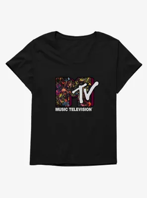 MTV Paint Splatter Logo Womens T-Shirt Plus