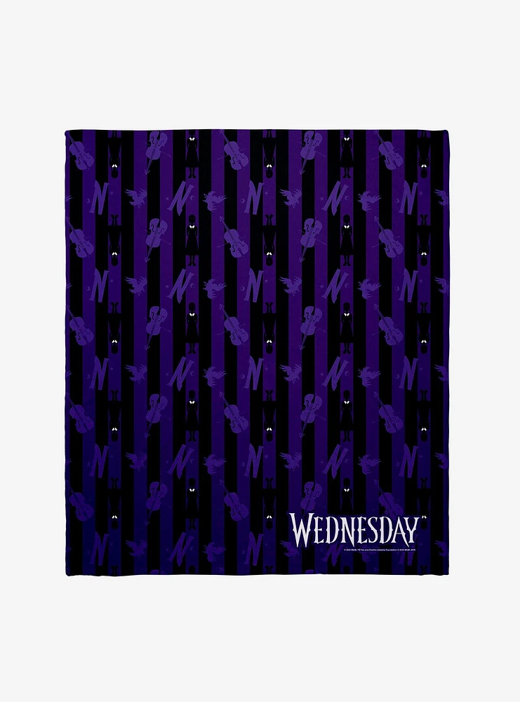 Wednesday Icons Silhouette Throw Blanket