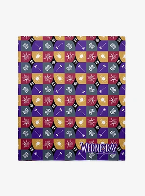 Wednesday Nevermore Crest Throw Blanket