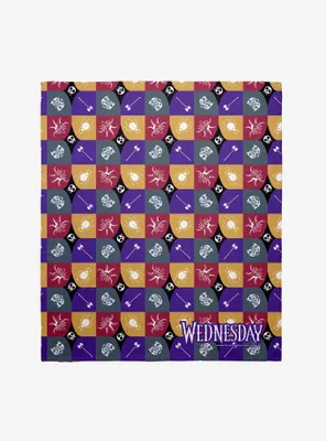 Wednesday Nevermore Crest Throw Blanket