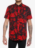 Red X-Ray Woven Button-Up