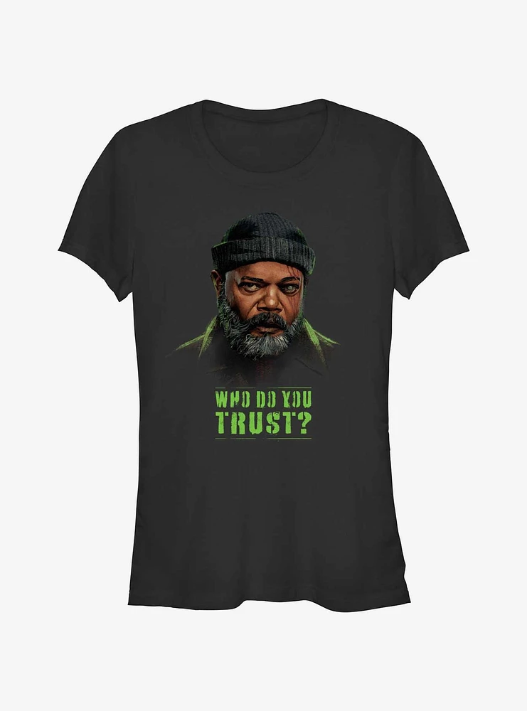 Marvel Secret Invasion Nick Fury Who Do You Trust Poster Girls T-Shirt