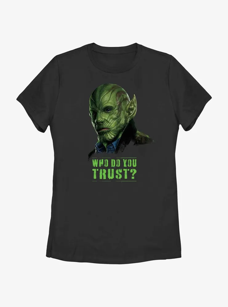 Marvel Secret Invasion Skrull Talos Who Do You Trust Poster Womens T-Shirt