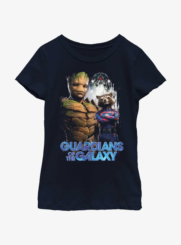 Marvel Guardians of the Galaxy Vol. 3 Duo Team Groot and Rocket Youth Girls T-Shirt