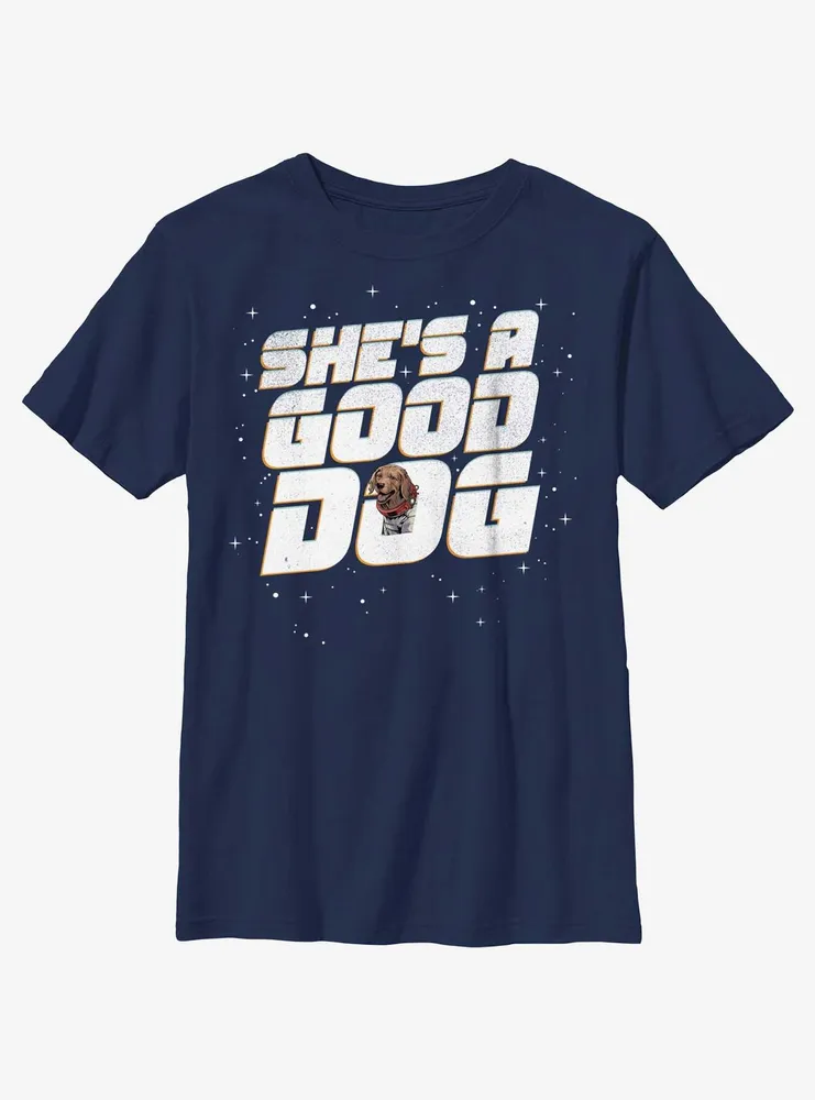 Marvel Guardians of the Galaxy Vol. 3 Spacedog Cosmo She's A Good Dog Youth T-Shirt