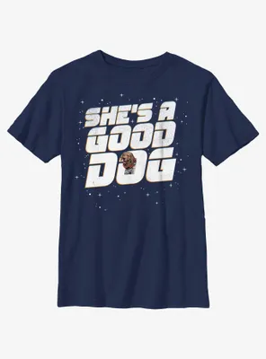 Marvel Guardians of the Galaxy Vol. 3 Spacedog Cosmo She's A Good Dog Youth T-Shirt