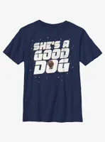 Marvel Guardians of the Galaxy Vol. 3 Spacedog Cosmo She's A Good Dog Youth T-Shirt