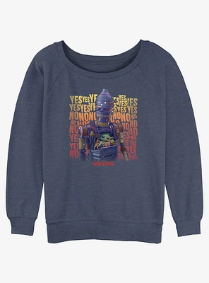 Star Wars The Mandalorian Grogu & IG-12 Yes No Girls Slouchy Sweatshirt Hot Topic Web Exclusive