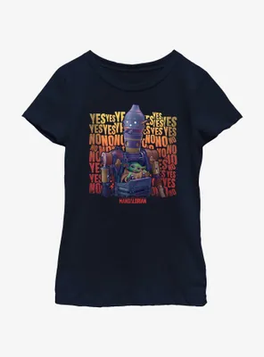 Star Wars The Mandalorian Grogu & IG-12 Yes No Youth Girls T-Shirt BoxLunch Web Exclusive