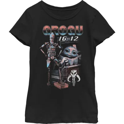 Star Wars The Mandalorian Grogu & IG-12 Youth Girls T-Shirt