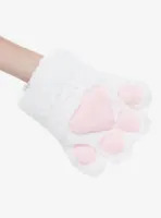 White Cat Fuzzy Paw Glove Set