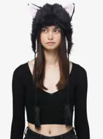 Black Cat Fuzzy Tassel Beanie