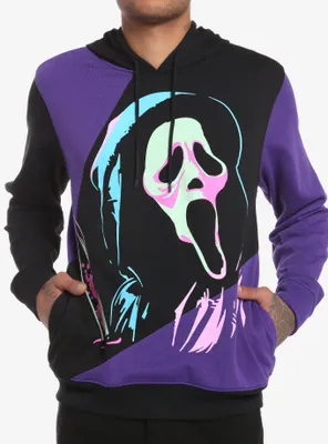 Scream Ghost Face Black & Purple Panels Hoodie