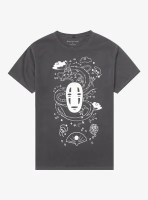 Studio Ghibli Spirited Away Outline Boyfriend Fit Girls T-Shirt