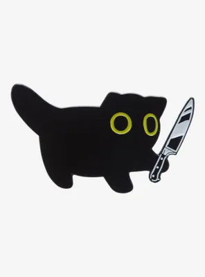 Black Cat With Knife Enamel Pin