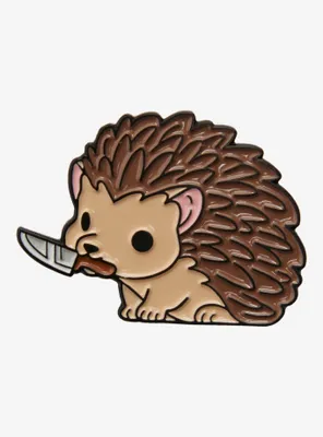 Cute & Deadly Friends Hedgehog With Knife Enamel Pin