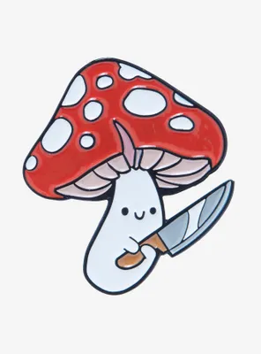 Mushroom With Knife Enamel Pin