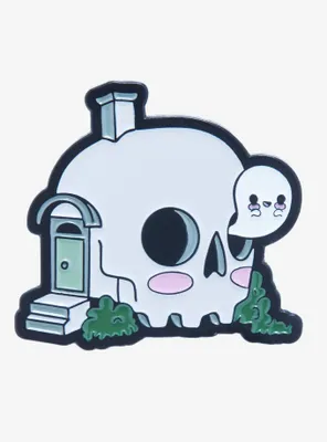 Skull House Enamel Pin