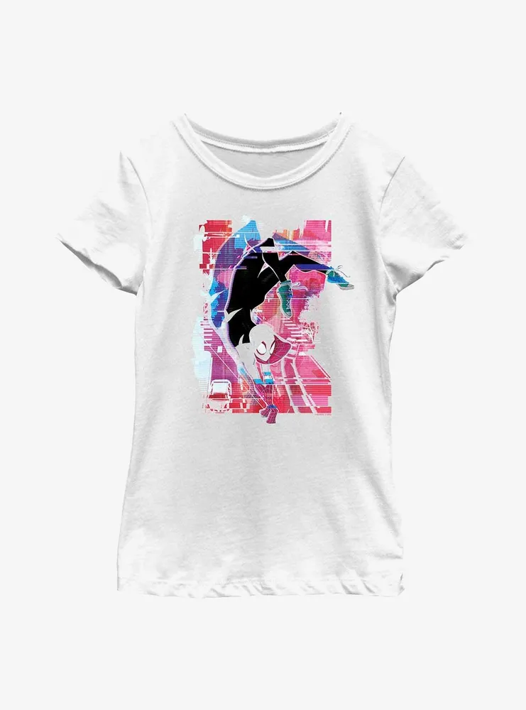 Marvel Spider-Man: Across the Spider-Verse Spider-Gwen Glitchy Arachnid Youth Girls T-Shirt