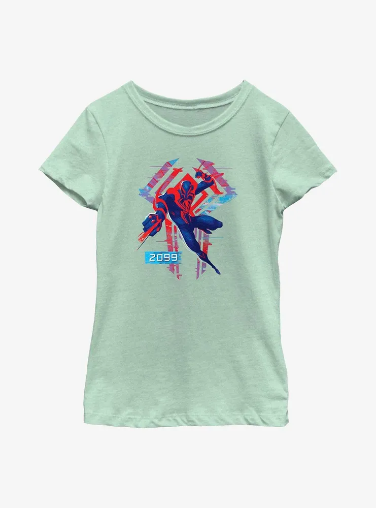 Marvel Spider-Man: Across the Spider-Verse Miguel O'Hara 2099 Badge Youth Girls T-Shirt