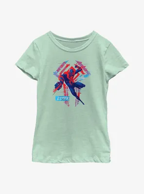 Marvel Spider-Man: Across the Spider-Verse Miguel O'Hara 2099 Badge Youth Girls T-Shirt