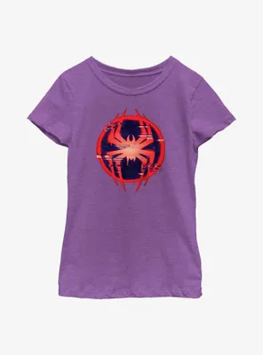 Marvel Spider-Man: Across the Spider-Verse Glitchy Miles Morales Symbol Youth Girls T-Shirt