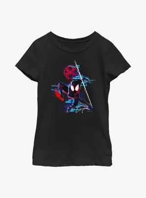 Marvel Spider-Man: Across the Spider-Verse Glitchy Miles Morales Youth Girls T-Shirt