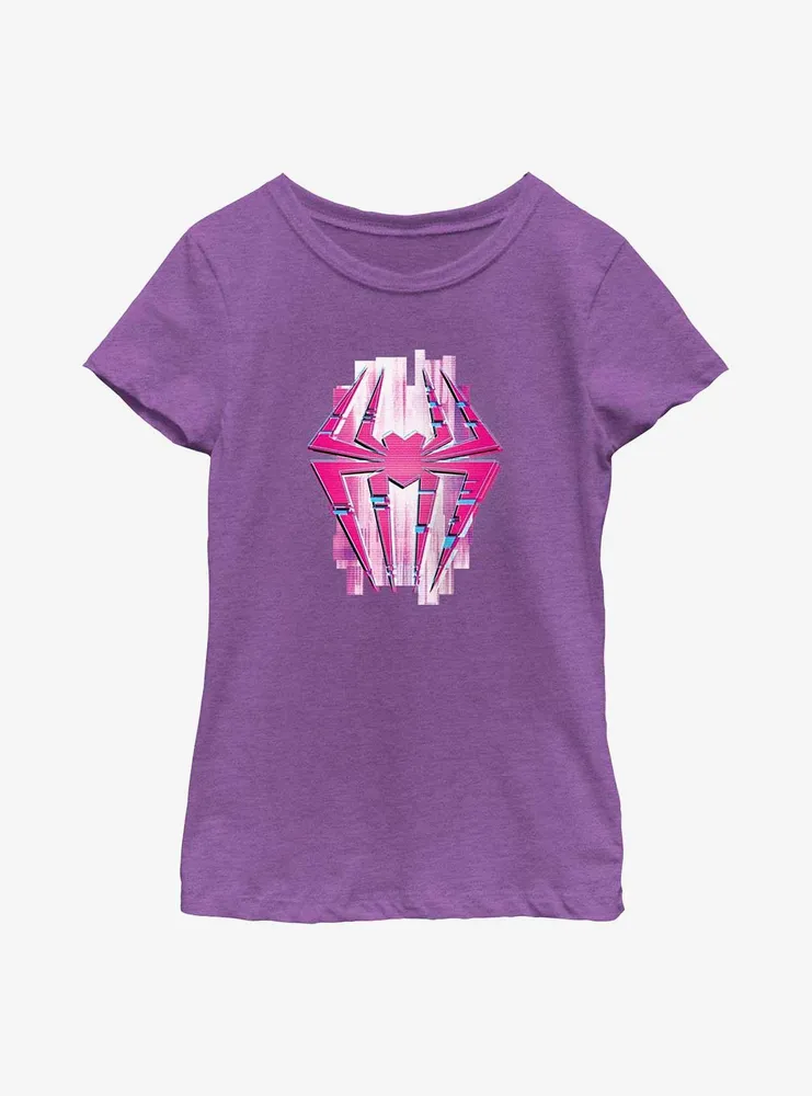 Marvel Spider-Man: Across the Spider-Verse Glitchy Spider-Gwen Symbol Youth Girls T-Shirt