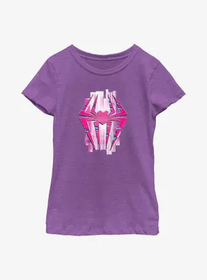 Marvel Spider-Man: Across the Spider-Verse Glitchy Spider-Gwen Symbol Youth Girls T-Shirt