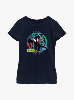 Marvel Spider-Man: Across the Spider-Verse Miles Morales Badge Youth Girls T-Shirt