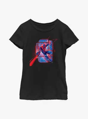 Marvel Spider-Man: Across the Spider-Verse Miguel O'Hara Shooting Webs Youth Girls T-Shirt