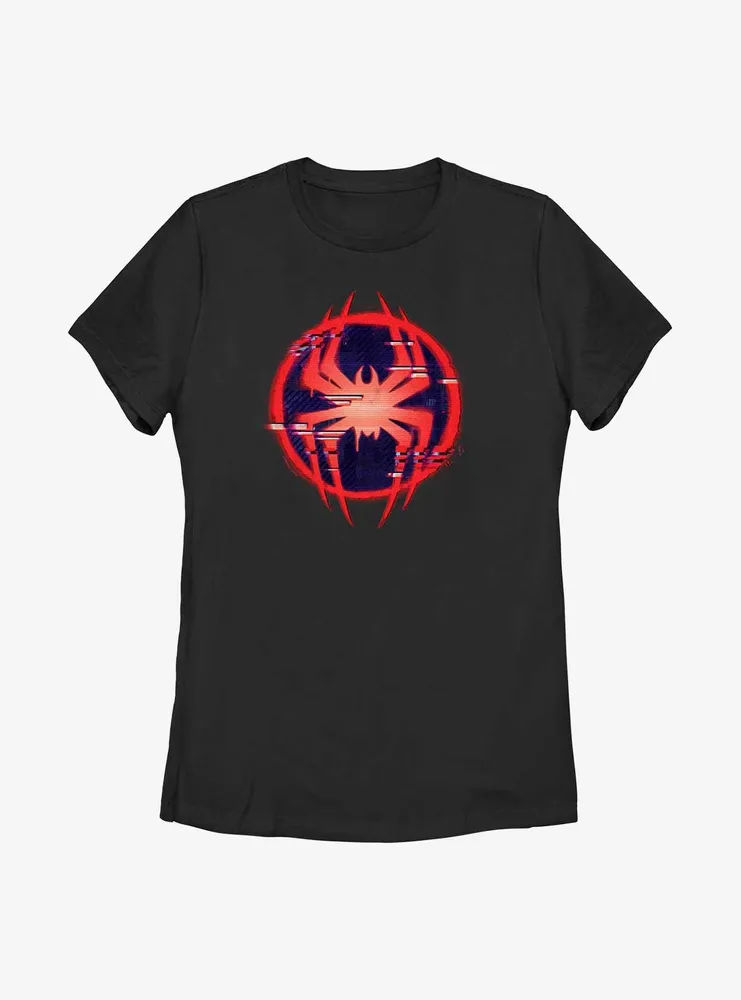 Marvel Spider-Man: Across the Spider-Verse Glitchy Miles Morales Symbol Womens T-Shirt