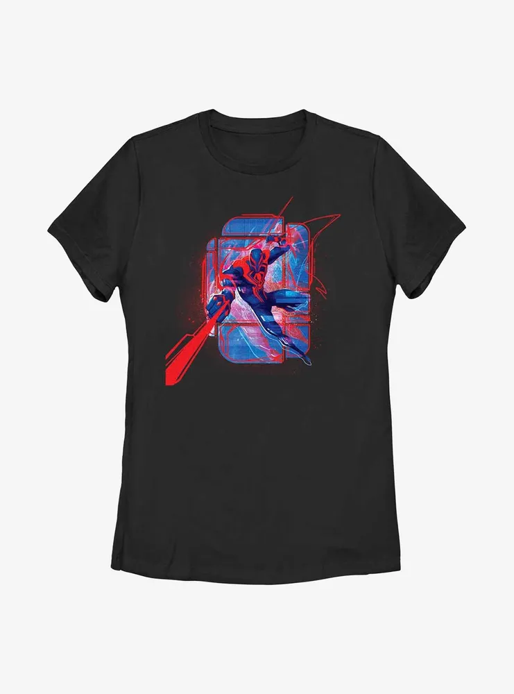 Marvel Spider-Man: Across the Spider-Verse Miguel O'Hara Shooting Webs Womens T-Shirt