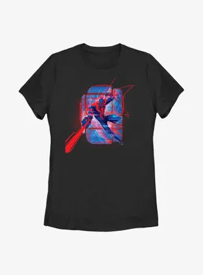Marvel Spider-Man: Across the Spider-Verse Miguel O'Hara Shooting Webs Womens T-Shirt