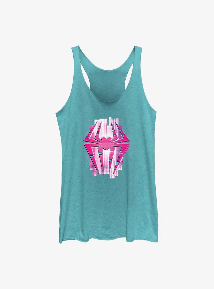 Marvel Spider-Man: Across the Spider-Verse Glitchy Spider-Gwen Symbol Womens Tank Top