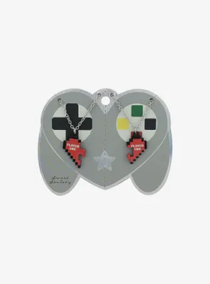 Sweet Society Player 1 & 2 8-Bit Heart Best Friend Necklace Set