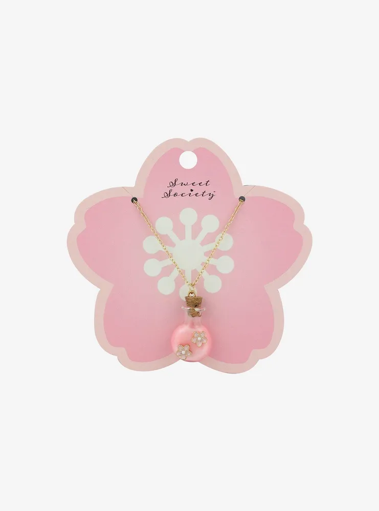 Sweet Society Sakura Flower Bottle Pendant Necklace