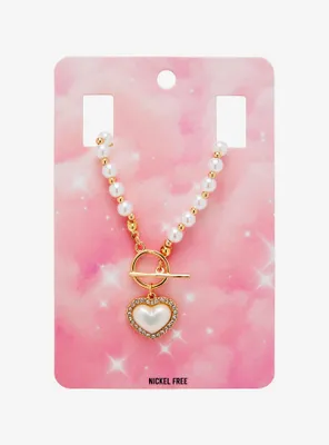 Bling Heart Pearl Necklace