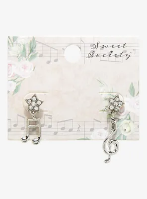 Sweet Society Musical Note Star Mismatch Drop Earrings