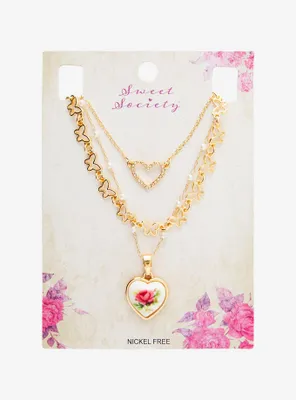 Sweet Society Rose Heart Necklace Set