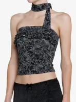 Black & White Floral Neck Wrap Girls Tube Top