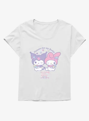 My Melody & Kuromi Flowers For Bestie Womens T-Shirt Plus