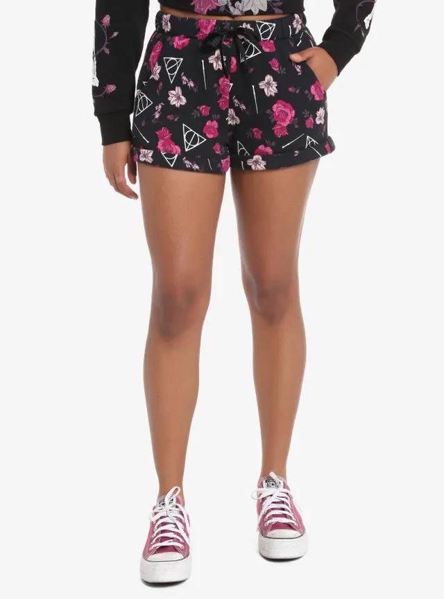 Hot Topic Harry Potter Deathly Hallows Floral Lounge Shorts