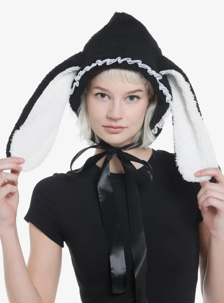 Black Bunny Ear Bonnet