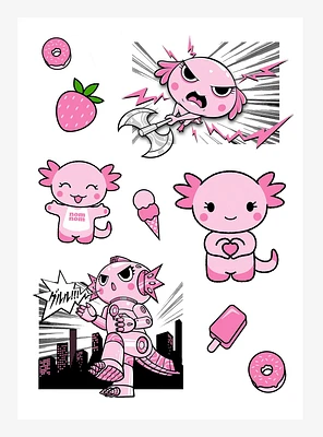 Cute Strawberry Axolotl Kiss-Cut Sticker Sheet