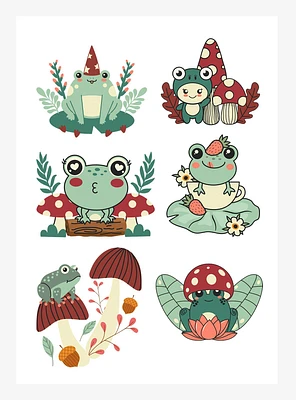 Frog And Mushroom Kiss-Cut Sticker Sheet