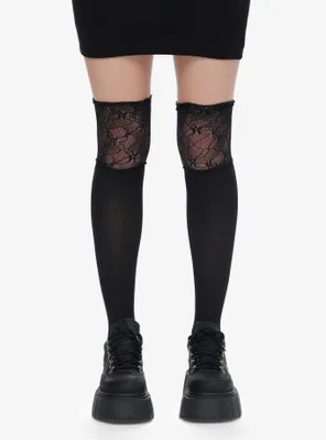 Black Extended Lace Knee-High Socks