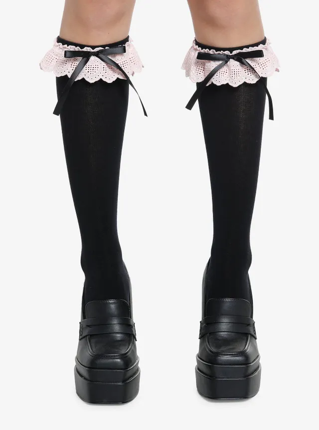 Black Kitty Paw Knee-High Socks