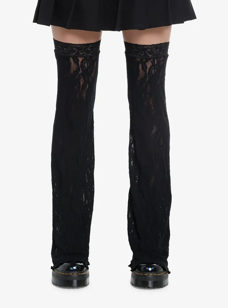 Hot Topic Black Floral Lace Flare Leg Warmers